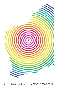 Symbolkarte des Bundesstaates Westaustralien (Australien) mit konzentrischen Kreisen in Regenbogenfarben