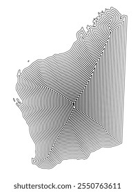 Symbol Map of the State Western Australia (Australia) showing the state border buffered inside with black tapering lines