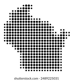 Symbol Map of the State Wisconsin (United States of America) showing the state with a pattern of black circles