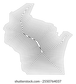 Symbol Map of the State Wisconsin (United States of America) showing the state border buffered inside with black tapering lines
