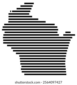 Symbol Map of the state Wisconsin (United States) showing the territory with just a few black horizontal lines