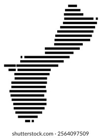 Symbol Map of the territory Guam (United States) showing the territory with just a few black horizontal lines