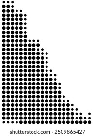 Mapa de símbolos do território Yukon (Canadá) mostrando o território com um padrão de círculos pretos