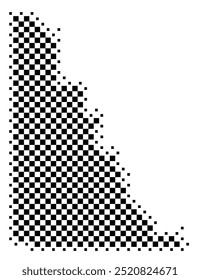 Mapa de símbolos do território Yukon (Canadá) mostrando o território com um padrão de quadrados pretos como um tabuleiro de xadrez