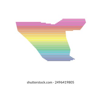 Symbol Map of the Three Kings Islands (New Zealand) showing the territory with horizontal parallel lines in rainbow colors