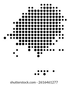 Symbol Map of Topeka (United States) showing the city with a pattern of just a few black dots