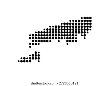 Symbol Map of Tsuen Wan (Hong Kong S.A.R.) showing the area with a pattern of black circles