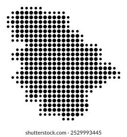 Mapa simbólico del territorio de la Unión Jammu y Cachemira (India) que muestra el territorio con un patrón de círculos negros