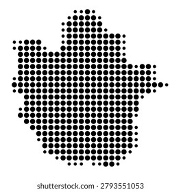 Symbol Map of the Unitary Authority Bedford (England) showing the area with a pattern of black circles