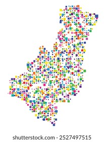 Symbol Map of the Unitary Authority Gisborne District (New Zealand) showing the territory with a pattern of randomly distributed colorful squares of different sizes