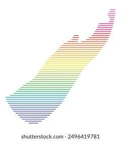 Symbol Map of the Unitary Authority Nelson City (New Zealand) showing the territory with horizontal parallel lines in rainbow colors