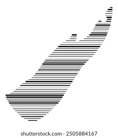 Symbol Map of the Unitary Authority Nelson City (New Zealand) showing the territory with parallel black lines in different line thickness