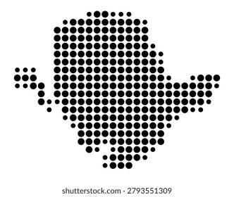 Symbol Map of the Unitary Authority (wales) Anglesey (Wales) showing the area with a pattern of black circles