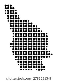 Symbol Map of the Unitary Authority (wales) Caerphilly (Wales) showing the area with a pattern of black circles