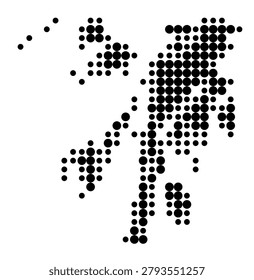 Symbol Map of the Unitary District Argyll and Bute (Scotland) showing the area with a pattern of black circles