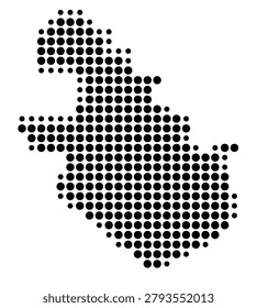 Symbol Map of the Unitary District North Lanarkshire (Scotland) showing the area with a pattern of black circles