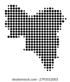 Symbol Map of the Unitary District South Lanarkshire (Scotland) showing the area with a pattern of black circles