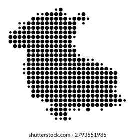 Symbol Map of the Unitary District Stirling (Scotland) showing the area with a pattern of black circles