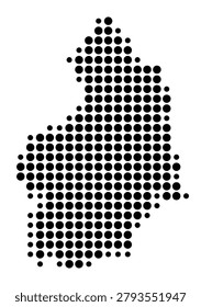 Symbol Map of the Unitary Single-Tier County Northumberland (England) showing the area with a pattern of black circles