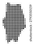 Symbol Map of the Urban county Kaposvar (Hungary) showing the area with a pattern of black circles