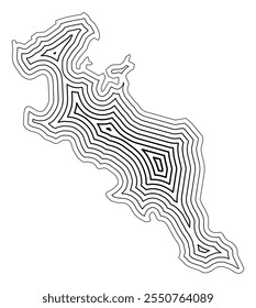 Symbol Map of the Urban Prefecture Kyoto (Japan) showing the state border buffered inside with black tapering lines