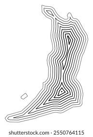 Symbol Map of the Urban Prefecture Osaka (Japan) showing the state border buffered inside with black tapering lines