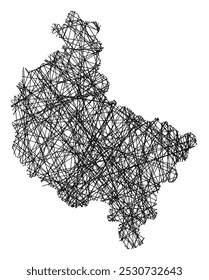 Symbol Map of the Voivodeship or Province Greater Poland (Poland) showing the state with black, crossing lines like Mikado Sticks or a spider web