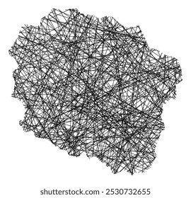 Symbol Map of the Voivodeship or Province Kuyavian-Pomeranian (Poland) showing the state with black, crossing lines like Mikado Sticks or a spider web