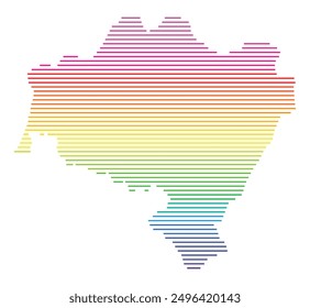 Symbolkarte der Woiwodschaft Niederschlesien (Polen), die das Gebiet mit horizontalen parallelen Linien in Regenbogenfarben zeigt