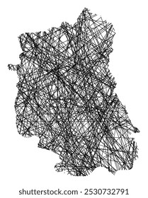 Symbol Map of the Voivodeship or Province Lublin (Poland) showing the state with black, crossing lines like Mikado Sticks or a spider web