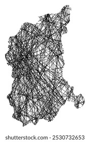 Symbol Map of the Voivodeship or Province Lubusz (Poland) showing the state with black, crossing lines like Mikado Sticks or a spider web