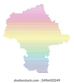 Symbol Map of the Voivodeship or Province Masovian (Poland) showing the territory with horizontal parallel lines in rainbow colors