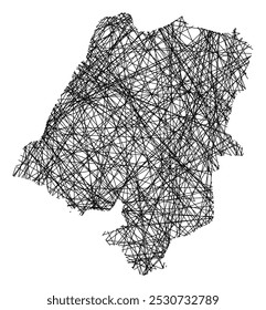 Symbol Map of the Voivodeship or Province Opole (Poland) showing the state with black, crossing lines like Mikado Sticks or a spider web