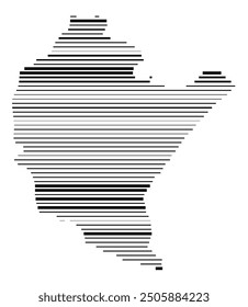 Symbol Map of the Voivodeship or Province Subcarpathian (Poland) showing the territory with parallel black lines in different line thickness