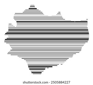 Symbol Map of the Voivodeship or Province Swietokrzyskie (Poland) showing the territory with parallel black lines in different line thickness