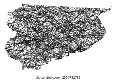 Symbol Map of the Voivodeship or Province Warmian-Masurian (Poland) showing the state with black, crossing lines like Mikado Sticks or a spider web