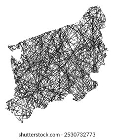 Symbol Map of the Voivodeship or Province West Pomeranian (Poland) showing the state with black, crossing lines like Mikado Sticks or a spider web