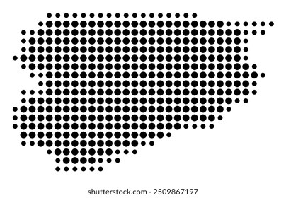 Symbol Map of the VoivodeshipProvince Warmian-Masurian (Poland) showing the territory with a pattern of black circles