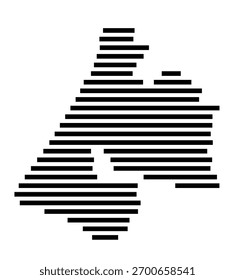 Mapa de símbolos de West Whittier-Los Nietos (Califórnia, Estados Unidos) mostrando a aldeia ou assentamento com um padrão de apenas algumas linhas horizontais pretas