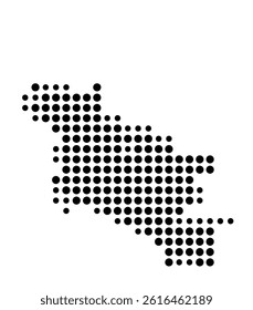 Symbol Map of Whittier (United States) showing the city with a pattern of just a few black dots
