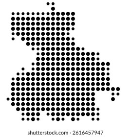 Symbol Map of Wichita Falls (United States) showing the city with a pattern of just a few black dots