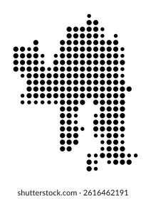 Symbol Map of Yuba City (United States) showing the city with a pattern of just a few black dots