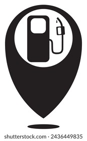 symbol or mark Check-in point for map. Black and white pattern. Monochrome. Gas station with white background. Isolated.