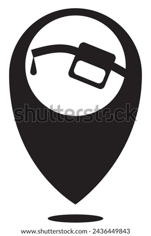 symbol or mark Check-in point for map. Black and white pattern. Monochrome. Gas station with white background. Isolated.