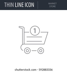 Symbol of Market Store. Thin line Icon of Symbols And Metaphors. Stroke Pictogram Graphic for Web Design. Quality Outline Vector Symbol Concept. Premium Mono Linear Beautiful Plain Laconic Logo