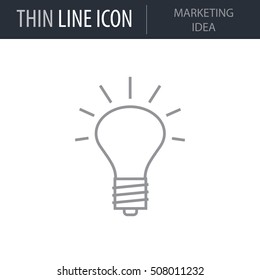 Symbol of Marketing Idea Thin line Icon of Business. Stroke Pictogram Graphic for Web Design. Quality Outline Vector Symbol Concept. Premium Mono Linear Beautiful Plain Laconic Logo
