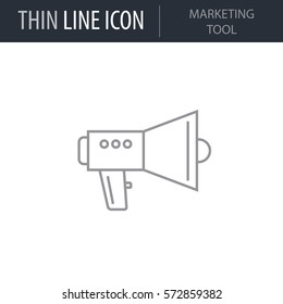 Symbol of Marketing Tool. Thin line Icon of Modern Business. Stroke Pictogram Graphic for Web Design. Quality Outline Vector Symbol Concept. Premium Mono Linear Beautiful Plain Laconic Logo