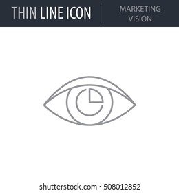 Symbol of Marketing Vision Thin line Icon of Business. Stroke Pictogram Graphic for Web Design. Quality Outline Vector Symbol Concept. Premium Mono Linear Beautiful Plain Laconic Logo
