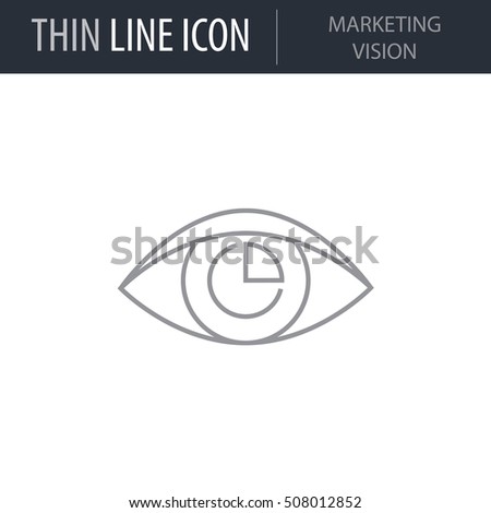 Symbol of Marketing Vision Thin line Icon of Business. Stroke Pictogram Graphic for Web Design. Quality Outline Vector Symbol Concept. Premium Mono Linear Beautiful Plain Laconic Logo