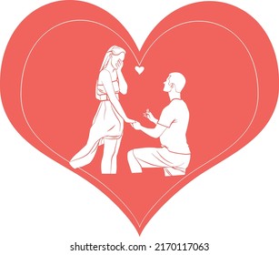 ็Heart symbol of marriage.
็Heart shape with the bridegroom asking the bride to marry inside.
vector and illustrator.